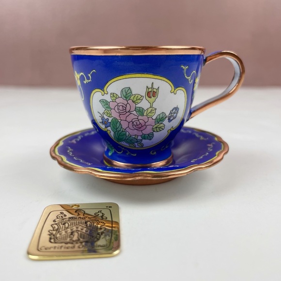 Charlotte Di Vita Blue Floral Teacup Saucer - Picture 1 of 9